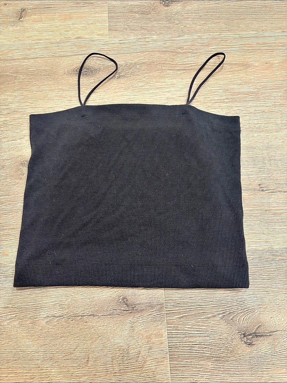 American Eagle Ribbed Cropped Camisole in Black